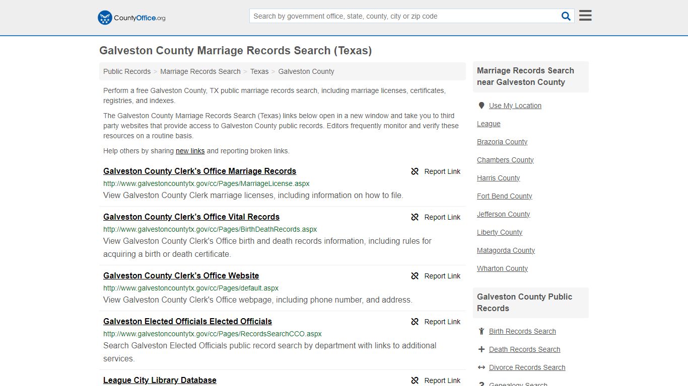 Galveston County Marriage Records Search (Texas) - County Office