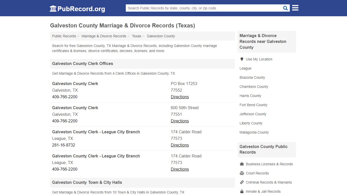 Galveston County Marriage & Divorce Records (Texas)