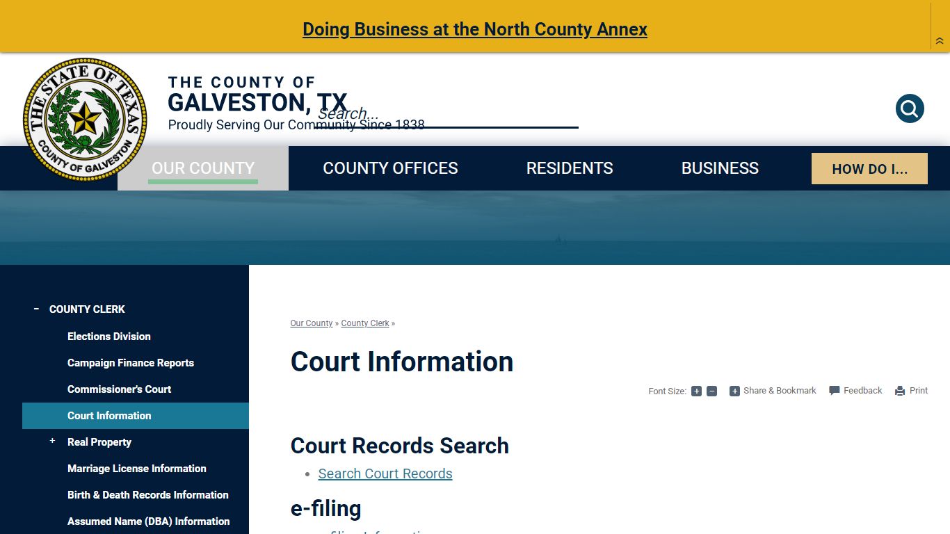 Court Information | Galveston County, TX